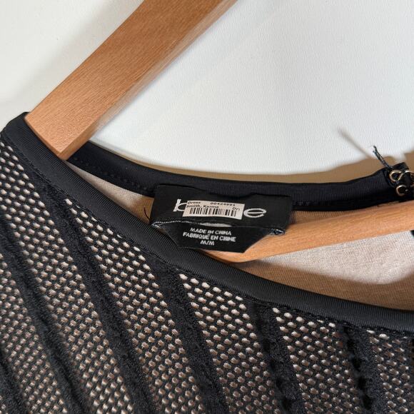 Bebe Black Mesh Bodycon Long Sleeve Mini Dress Glam Club Night Out Style - Picture 5 of 15